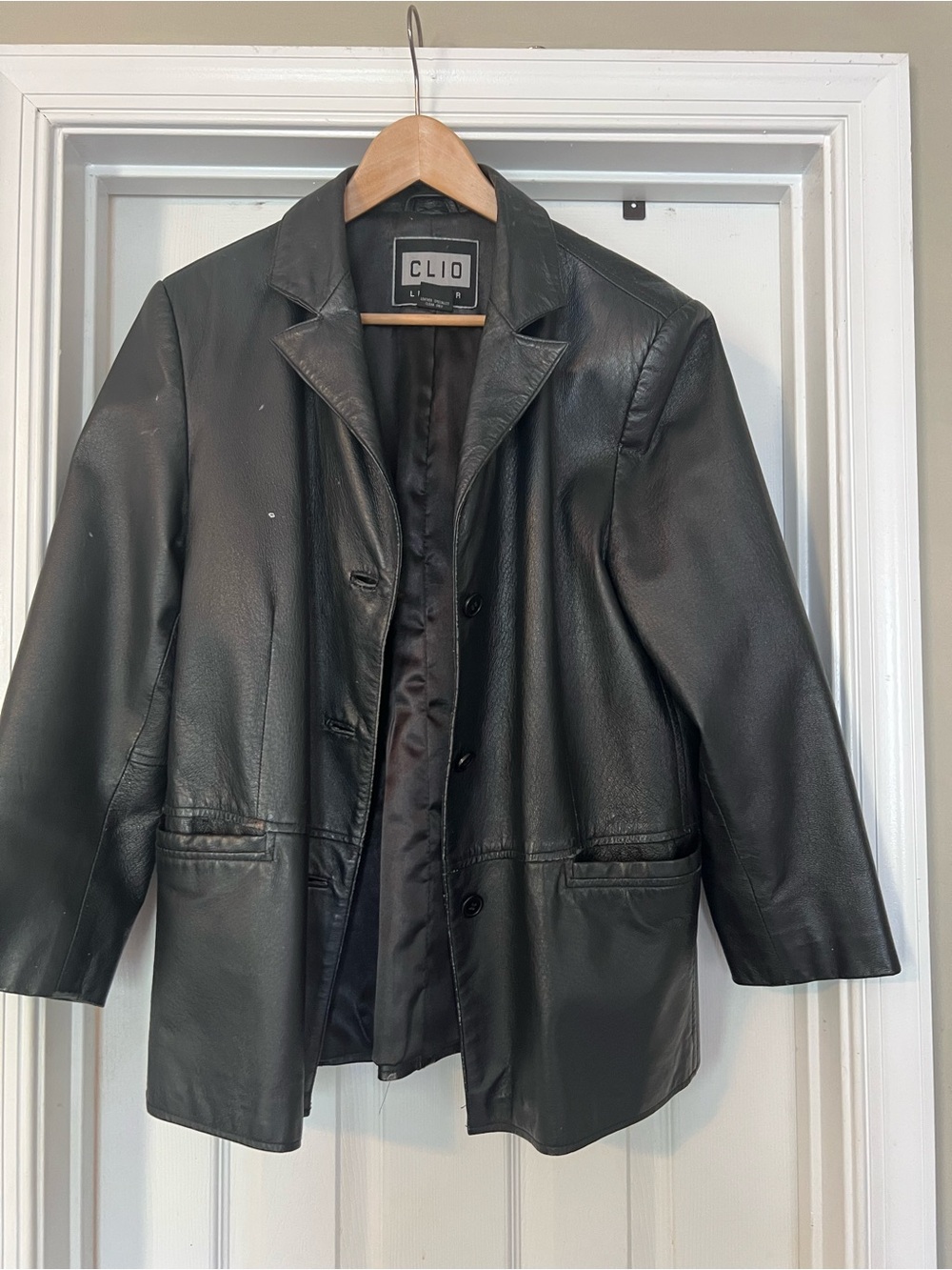 Vintage Black genuine leather blazer size medium